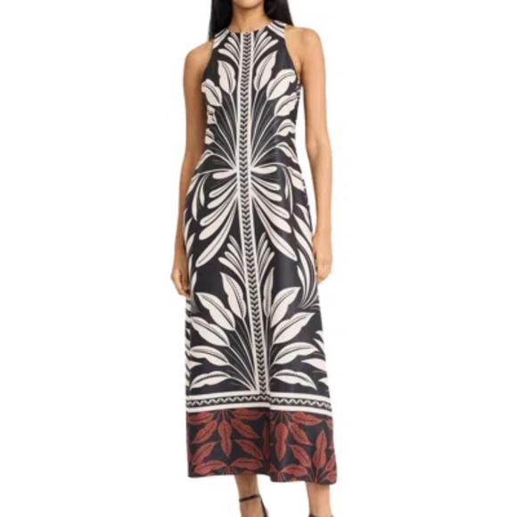 NWT Donna Morgan Women's Halter Border-Print Maxi Dress - size 12 - Picture 1 of 2
